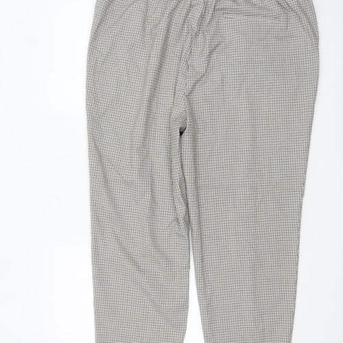 Marks and Spencer Women’s Beige Check Tapered Trousers Size 20 Regular