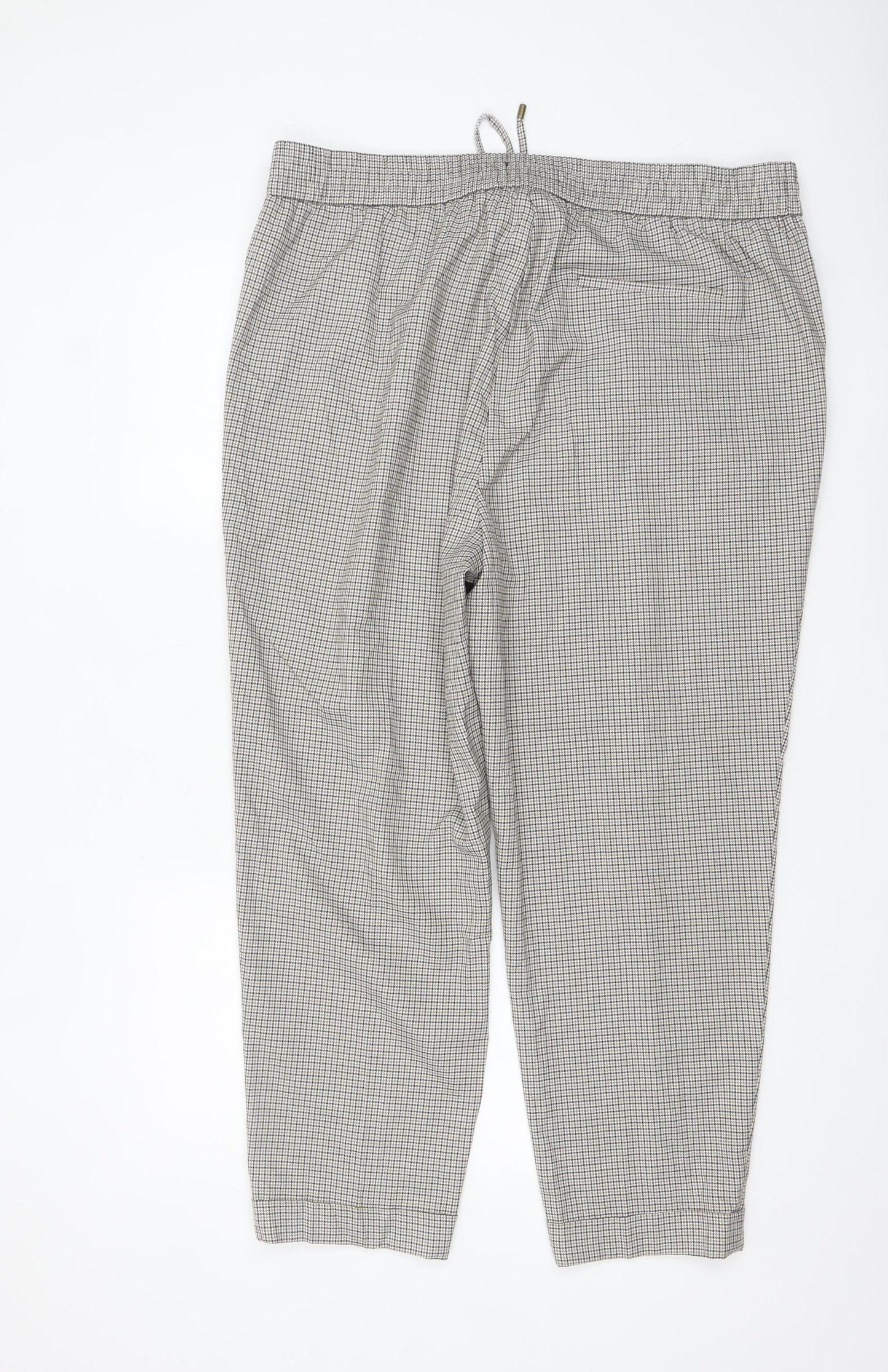 Marks and Spencer Women’s Beige Check Tapered Trousers Size 20 Regular