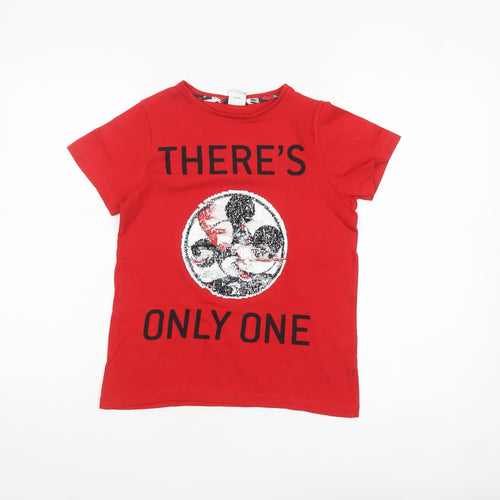 M&Co Girls Red Disney Mickey Sequin Graphic T-Shirt 9-10 Years
