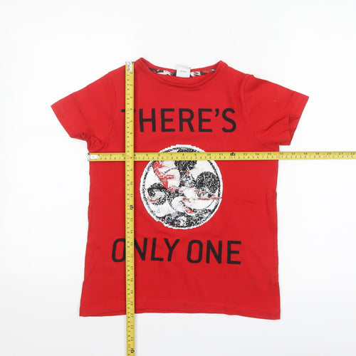M&Co Girls Red Disney Mickey Sequin Graphic T-Shirt 9-10 Years