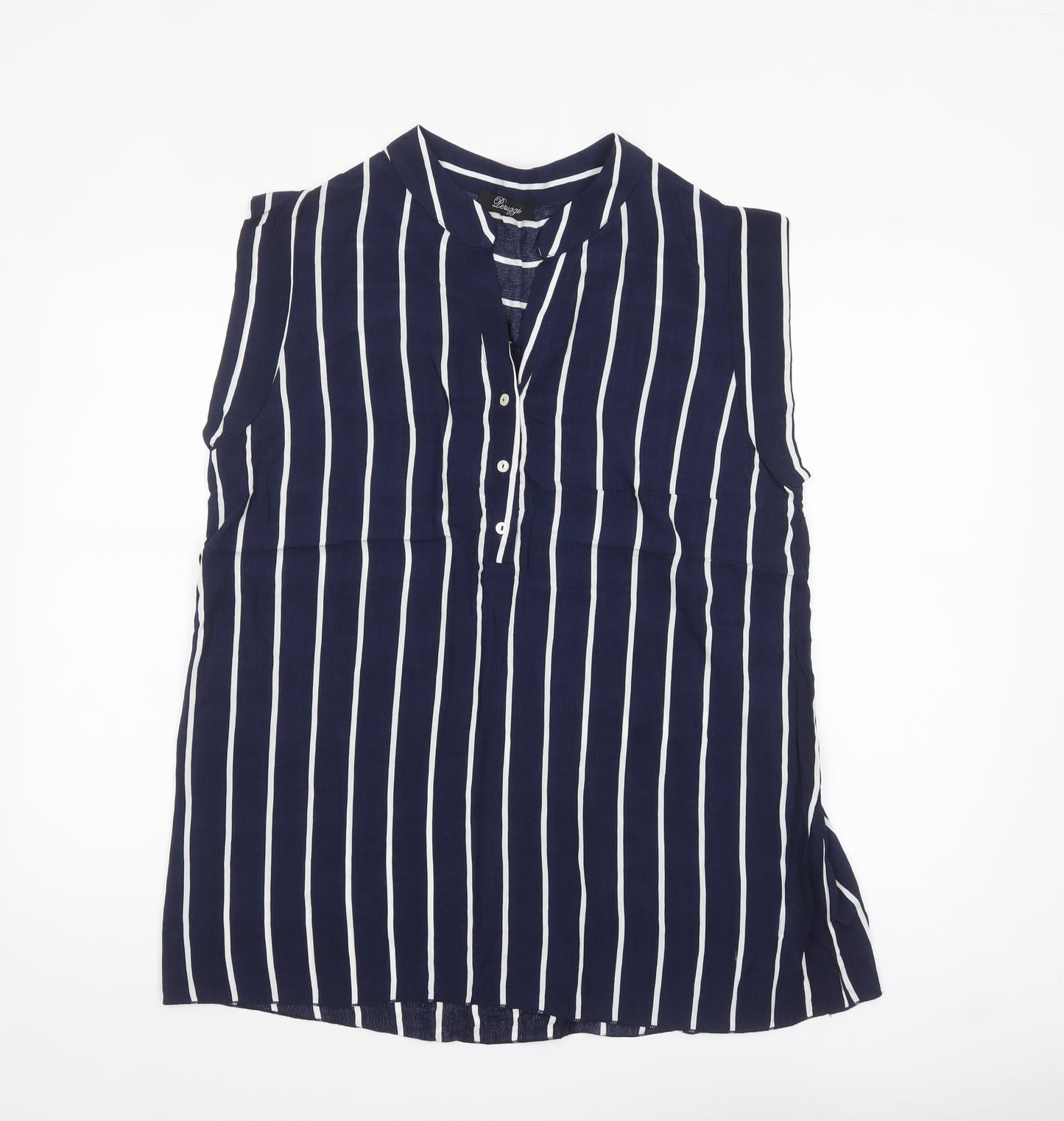 Peruzzi Women's Blue Striped Sleeveless Tunic Blouse Size 14