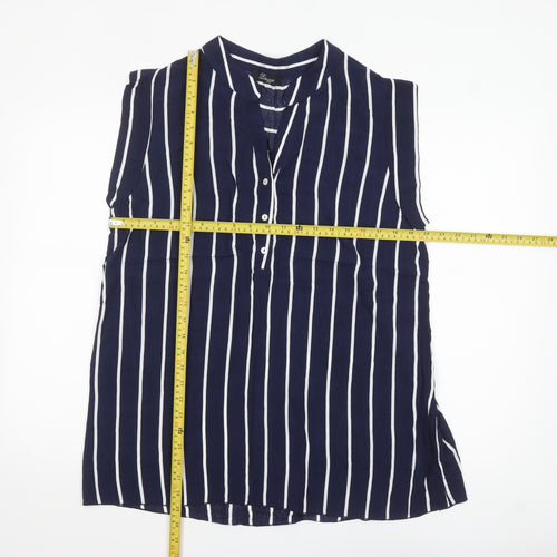 Peruzzi Women's Blue Striped Sleeveless Tunic Blouse Size 14