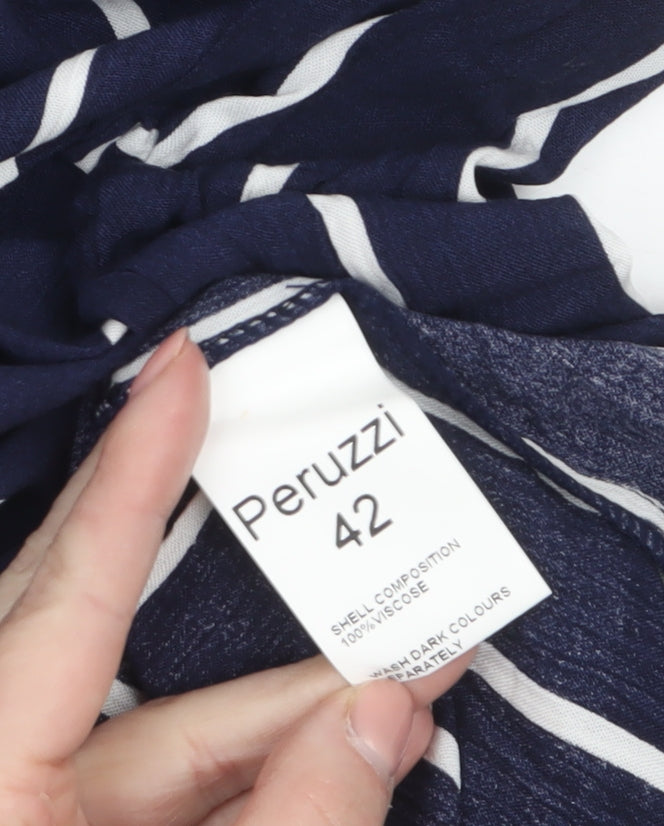 Peruzzi Women's Blue Striped Sleeveless Tunic Blouse Size 14