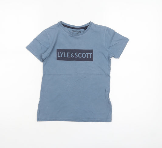 Lyle & Scott Boys Blue 5-6 Years Logo Cotton Short Sleeve T-Shirt