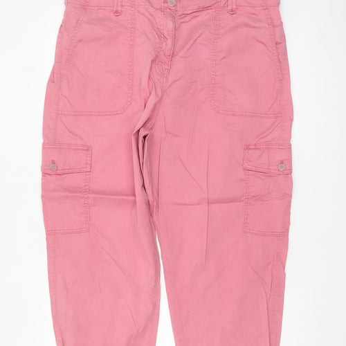 Marks and Spencer Womens Pink Cargo Trousers Size 20 Elastic Waist Cotton