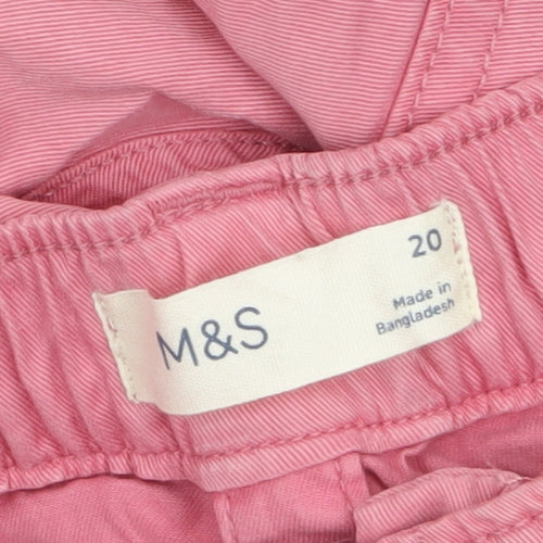 Marks and Spencer Womens Pink Cargo Trousers Size 20 Elastic Waist Cotton