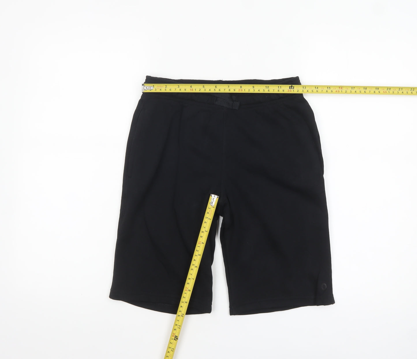 Marks and Spencer Boys Black 12-13 Years Sweat Shorts Cotton Blend