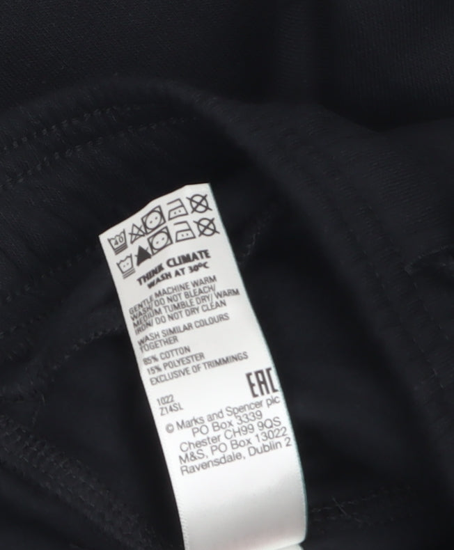 Marks and Spencer Boys Black 12-13 Years Sweat Shorts Cotton Blend