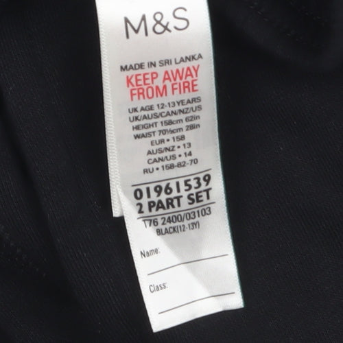 Marks and Spencer Boys Black 12-13 Years Sweat Shorts Cotton Blend
