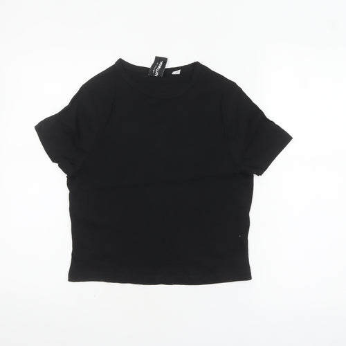 Collusion Women's Black Cotton Short Sleeve Basic T-Shirt Size 10