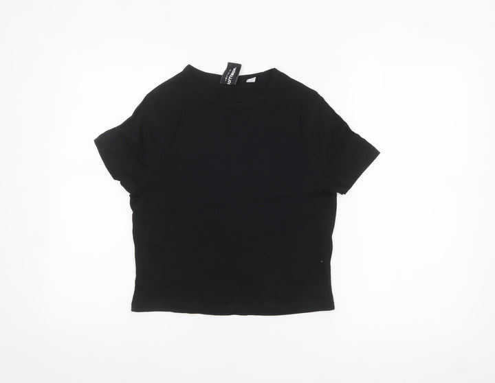 Collusion Women's Black Cotton Short Sleeve Basic T-Shirt Size 10