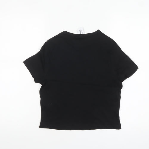 Collusion Women's Black Cotton Short Sleeve Basic T-Shirt Size 10
