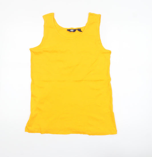 Lands' End Women's Yellow Cotton Tank Top Size S Basic Sleeveless