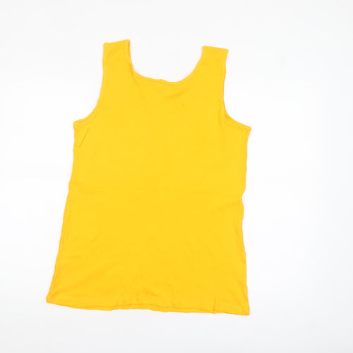 Lands' End Women's Yellow Cotton Tank Top Size S Basic Sleeveless