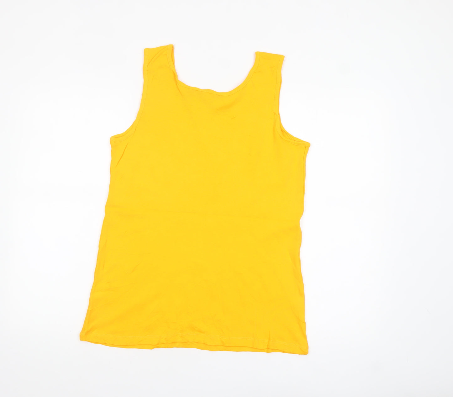 Lands' End Women's Yellow Cotton Tank Top Size S Basic Sleeveless
