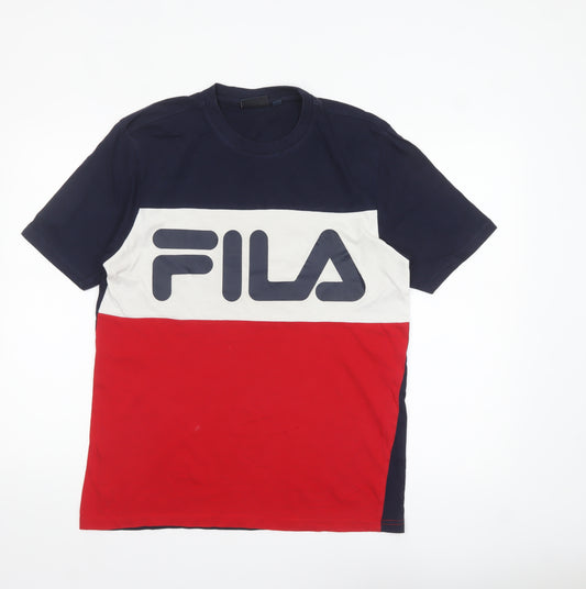 FILA Men's Multicoloured Cotton Logo T-Shirt Size M Short Sleeve