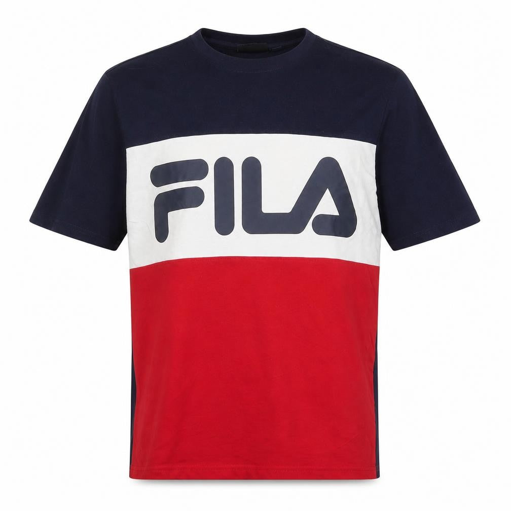 Front view of Fila Men's Multicoloured Cotton Logo T-Shirt, size M, Short Sleeve