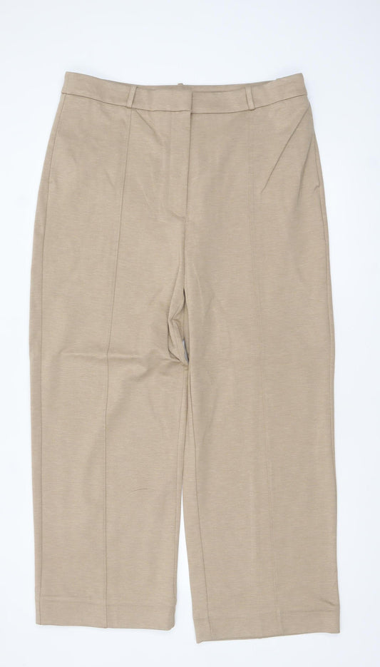 Jaeger Womens Beige Size 18 Straight Leg Viscose Blend Trousers