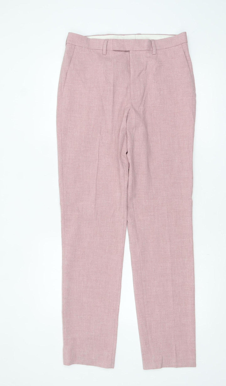 Marks and Spencer Men's Pink Slim Fit Dress Trousers 30W 33L