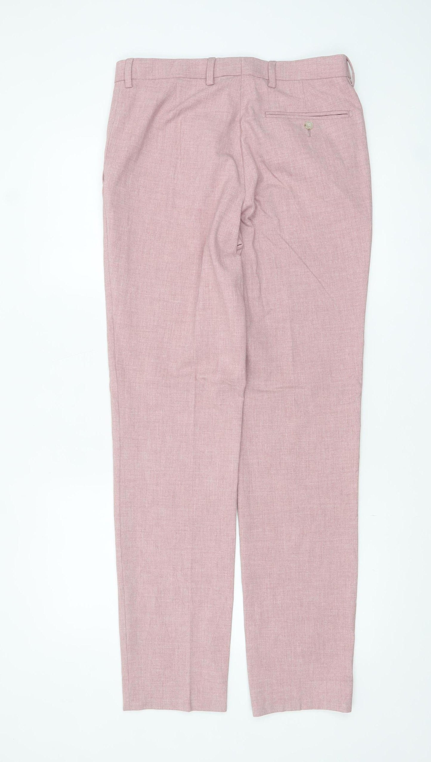 Marks and Spencer Men's Pink Slim Fit Dress Trousers 30W 33L