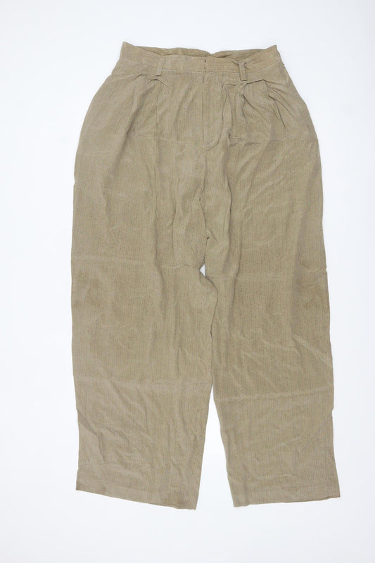 Ellen Tracy Women's Beige Silk Wide-Leg Pleated Trousers Size 12