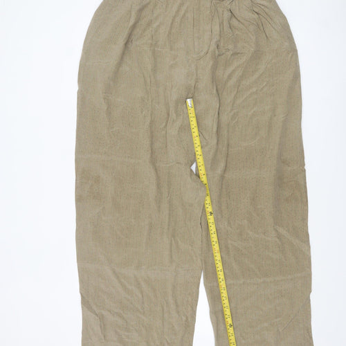 Ellen Tracy Women's Beige Silk Wide-Leg Pleated Trousers Size 12
