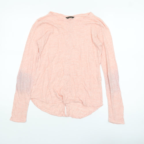 Massimo Dutti Womens Pink Linen Long Sleeve Blouse Size 8