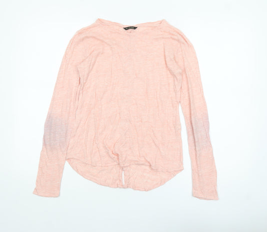 Massimo Dutti Womens Pink Linen Long Sleeve Blouse Size 8