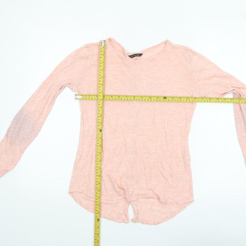 Massimo Dutti Womens Pink Linen Long Sleeve Blouse Size 8