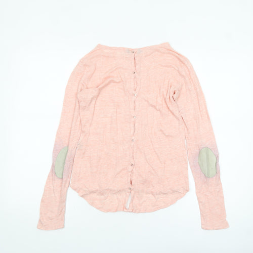Massimo Dutti Womens Pink Linen Long Sleeve Blouse Size 8