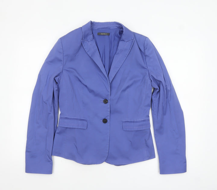 Esprit Women's Blue Single-Breasted Blazer Size 12 Tailored Jacket