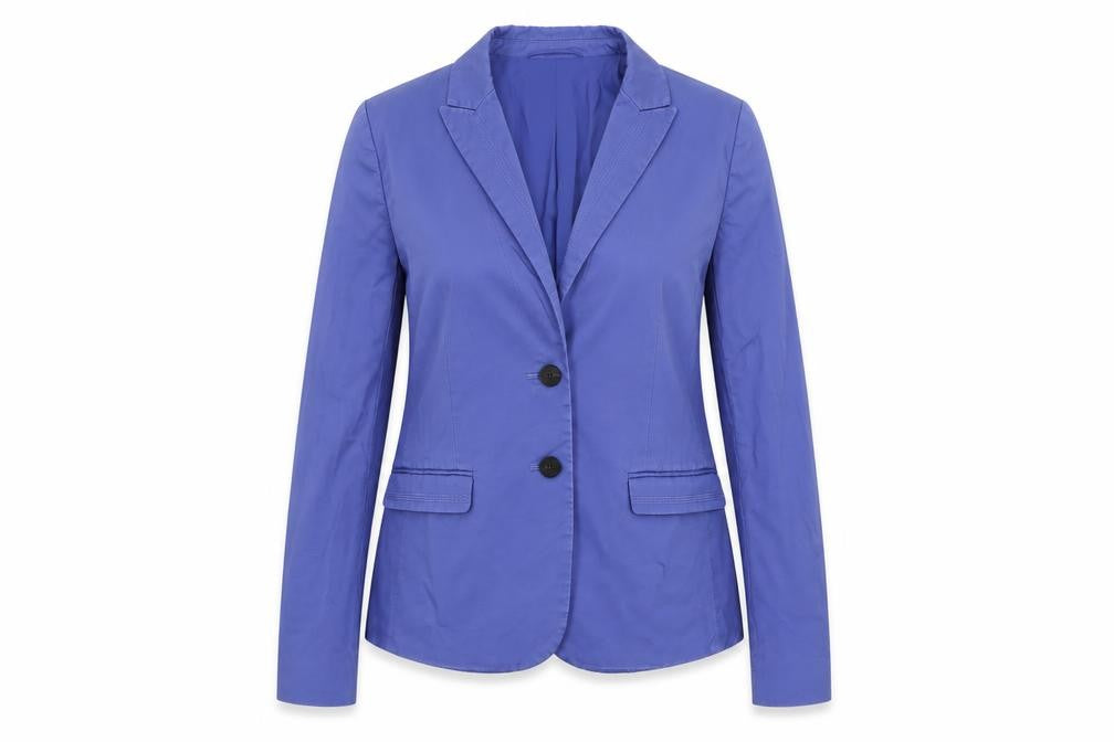 Front view of ESPRIT Women's Blue Single-Breasted Blazer, size 12, Tailored Jacket