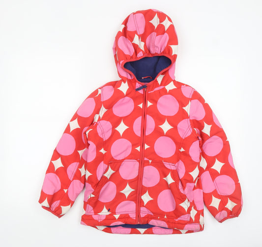 Joules Girls Red Pink Polka Dot Hooded Puffer Jacket 9-10 Years Winter Coat