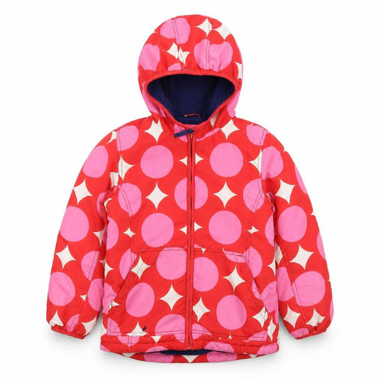Joules Girls Red Pink Polka Dot Hooded Puffer Jacket 9-10 Years Winter Coat