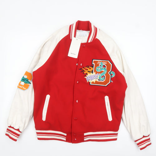 Bershka Men Red Varsity Jacket S College Retro Style