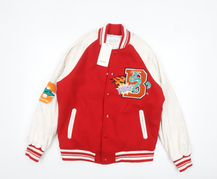 Bershka Men Red Varsity Jacket S College Retro Style