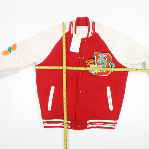 Bershka Men Red Varsity Jacket S College Retro Style