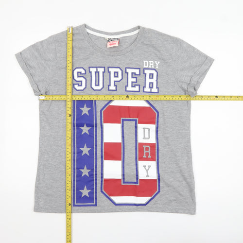 Superdry Womens Grey Graphic Crew Neck T-Shirt Size M