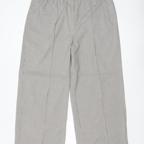 Marks and Spencer Women's Brown Check Elastic Waist Trousers Size 18