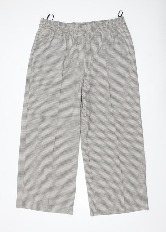 Marks and Spencer Women's Brown Check Elastic Waist Trousers Size 18