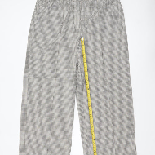 Marks and Spencer Women's Brown Check Elastic Waist Trousers Size 18