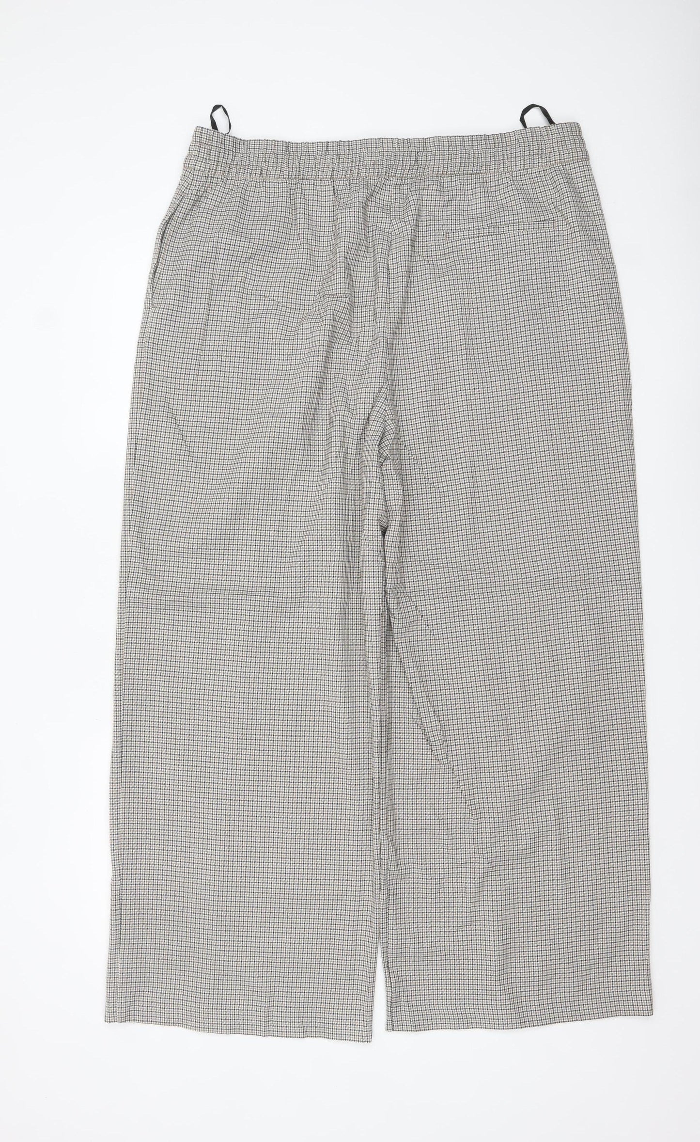 Marks and Spencer Women's Brown Check Elastic Waist Trousers Size 18