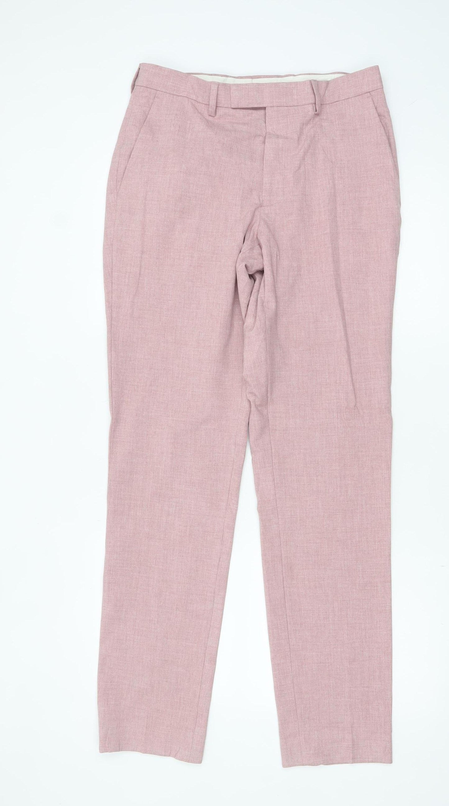 Marks and Spencer Men's Pink Slim Fit Dress Trousers 30W 30L