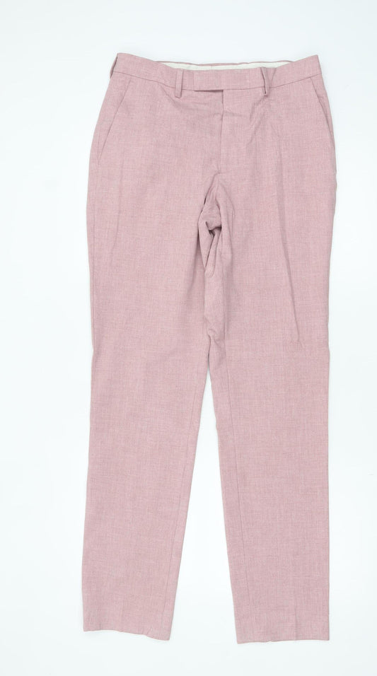 Marks and Spencer Men's Pink Slim Fit Dress Trousers 30W 30L