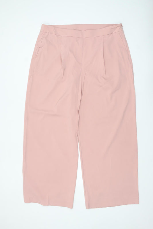 Marks and Spencer Women's Pink Wide-Leg Trousers Size 20