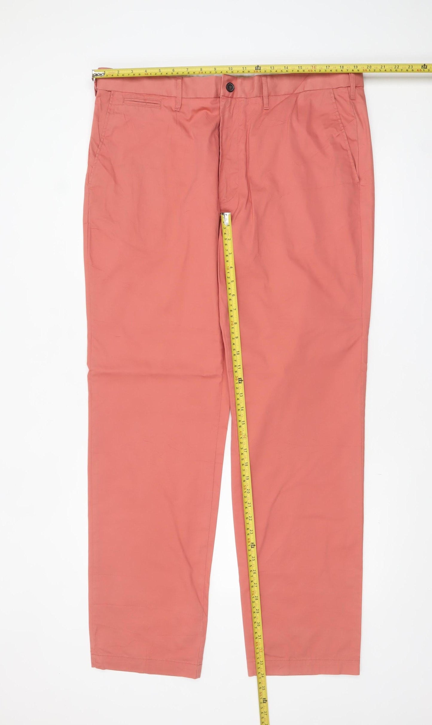 Marks and Spencer Men's Pink Regular Fit Chino Trousers Size 40