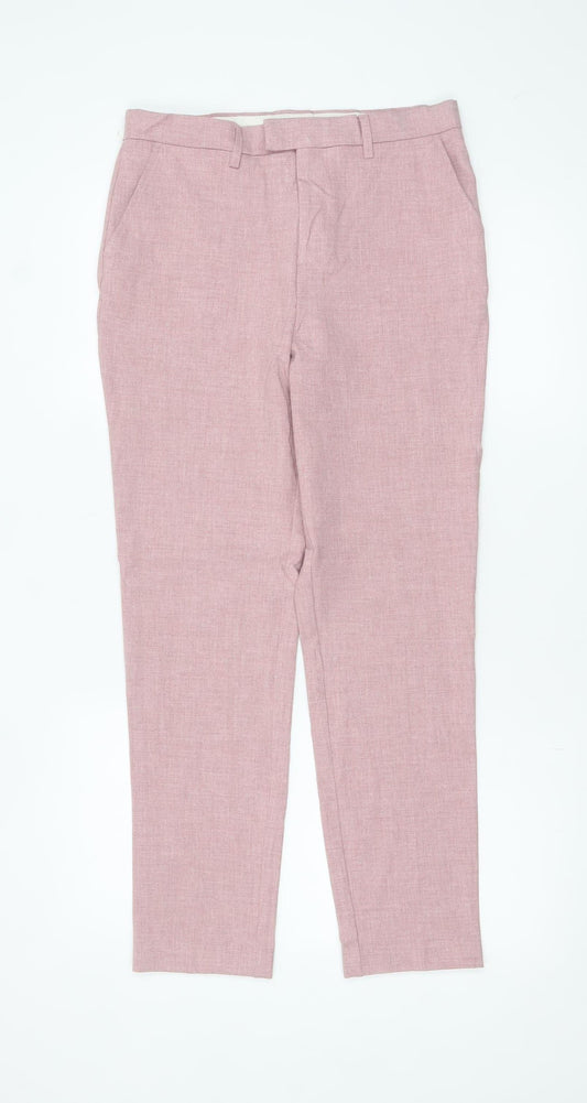 Marks and Spencer Boys Pink Chino Trousers 12-13 Years Regular Fit
