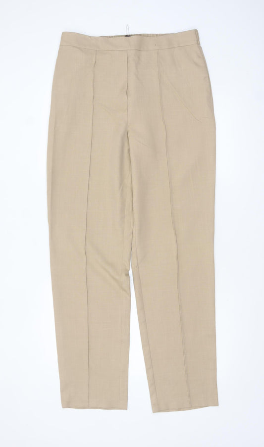 Marks and Spencer Women’s Beige Straight Leg Trousers Size 14 Long