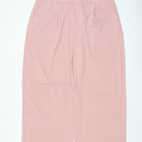 Marks and Spencer Womens Pink Wide-Leg Pleated Trousers Size 20