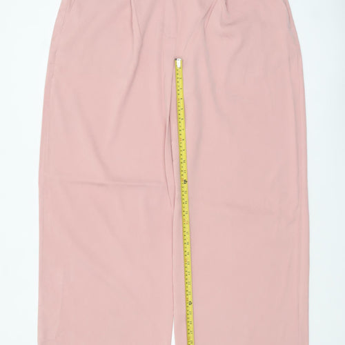 Marks and Spencer Womens Pink Wide-Leg Pleated Trousers Size 20